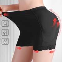 여성용 패드 내장 힙업 보정 팬티, 엉덩이 보정 및 복부 보정 효과, 힙 강화 숏팬츠, 플러스 사이즈 레이스 장식 보정 속옷