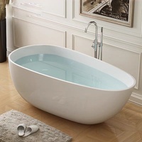 Baignoire autoportante en acrylique ovale blanche pour hôtels, maisons d'hôtes et petits appartements