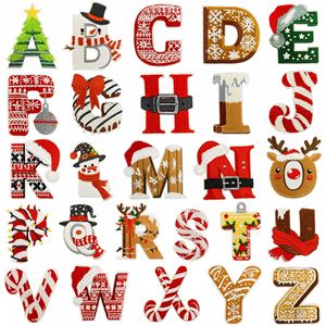 Parches de Tela Bordados con Dibujos Animados Navideños, 26 <span class=keywords><strong>Letras</strong></span> Decorativas, Adhesivos Termoadhesivos, Bordado Computarizado con Pegamento Termofusible - Product Image 1