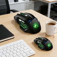 Souris de jeu filaire à 7 boutons, ergonomique, optique 800-2400 DPI, 500 millions de clics, caoutchouc noir, éclairage coloré RGB tressé de 1,5 m