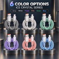 Câble de charge rapide USB-A USB-C 5A multi-couleurs en cristal de glace, transfert de données, tressé en nylon, accessoires pour téléphones portables et tablettes, vente en gros