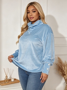 Chemisier décontracté à col bénitier et manches longues pour femme, coupe ample, élégant, idéal pour le bureau, le quotidien, l'automne, l'hiver, les rendez-vous, haut basique - Product Image 2