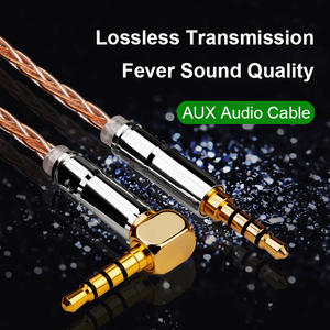 HIFI สายสัญญาณเสียง4ขั้ว <span class=keywords><strong>TRRS</strong></span> 90องศา<span class=keywords><strong>3.5</strong></span>มม. สายสัญญาณเสียงในรถสายแพทช์<span class=keywords><strong>3.5</strong></span>มม. ตัวผู้ถึง<span class=keywords><strong>3.5</strong></span>มม. สีเงิน + ทองแดง - Product Image 2