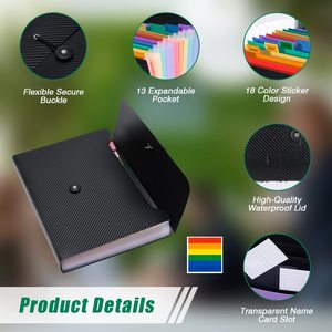 A4 FC 36 48 7 13 24 Pockets PP Plastic Holder Storage Box Filing Folder Document Organiser Expanding <strong>File</strong> with Labels - Product Image 5