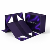 Boîte cadeau magnétique pliable avec logo personnalisé, dégradé violet, OEM, boîte en papier rigide pliable