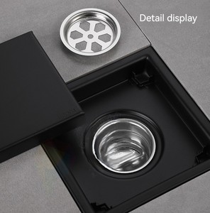 OEM 4 Inch Stainless Steel Square Shower Floor <b>Drain</b> 216 Tile Insert Invisible Grate Cover Brushed <b>Bathroom</b> Strainer <b>Drains</b> - Product Image 5