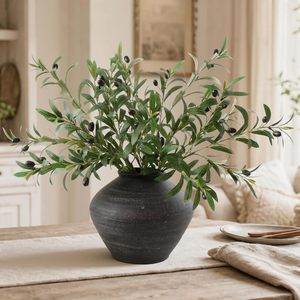 Bouquet de plantes artificielles pour décoration intérieure, feuilles et fruits d'olivier, imitation fleur de Noël - Product Image 6