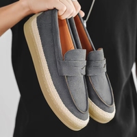 Mocassins rétro en daim pour hommes, plateforme, semelle extérieure en chanvre, à enfiler, confortables, pour le quotidien, décontractés, extérieur, style espadrille, vente en gros