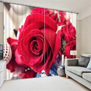 Moderne De Luxe Rose Rose Rideaux Occultants, Grand Imprimé 3D Rideau Pour Salon - Product Image 5