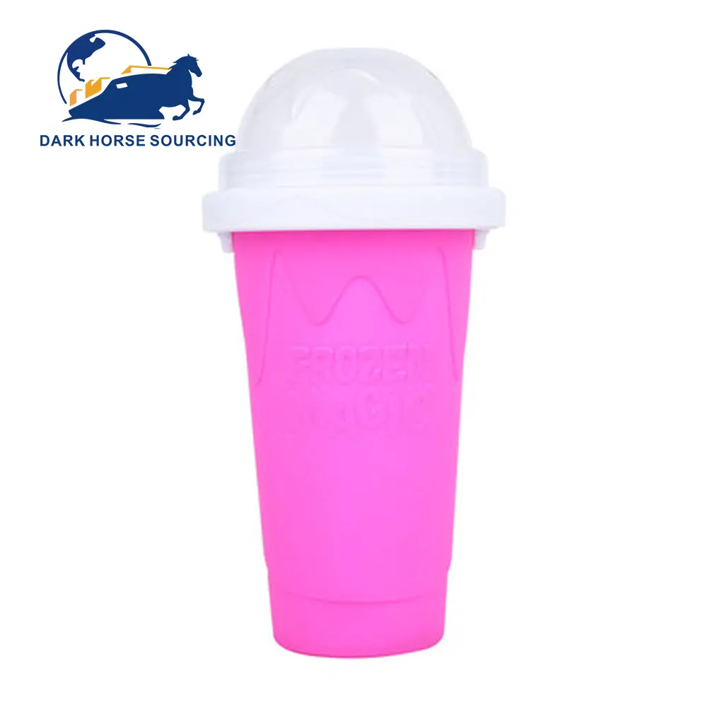 Zomer Nieuwe Stijl Kleurrijk Ijs Frozen Squeeze Magic Cup Siliconen Slushy Maker Cup Hand Pinch Freeze Cup Met Deksel