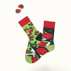 Calcetines Festivos para Hombre con Diseño de Tomate y Vegetales, Solo Lavado a Mano, Calcetines Personalizados de Punto con Bloques de Color en Mezcla de Algodón - Product Image 3