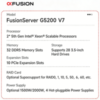 Serveur IA XFusion G5200V7, format 4U, 2x1600W PSU, 64 Go DDR5, 24 baies HDD, rackable, Xeon 2.0GHz, garantie 1-3 ans, en stock