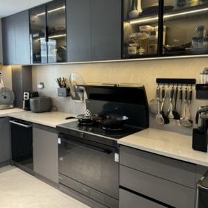 Muebles de Madera Maciza Personalizados del <span class=keywords><strong>Grupo</strong></span> Gino, Estilo Minimalista Ensamblado, Juego Completo de Muebles de Cocina con Panel Trasero, Armario de Cocina - Product Image 2