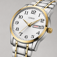 Montre à quartz de luxe pour homme, simple, avec double date, lumineuse, grand cadran en cristal, bracelet en acier inoxydable, étanche, 40 mm, 10 mm