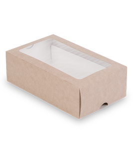 กล่องกระดาษคราฟท์สำหรับใส่มาการองแบบขายส่ง มีหน้าต่างใส ป้องกันการรั่วซึม สำหรับอาหารแบบนำกลับบ้าน พร้อมโลโก้สั่งทำได้ - Product Image 2