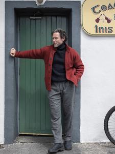 Cardigan da Uomo in Misto Lana Donegal Rosso Maculato con Collo Alto e Dettaglio a Costine sul Colletto - Product Image 5