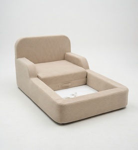 Canapé-lit pliable moderne pour enfants, en velours côtelé lavable, canapé pour tout-petits, canapé en mousse souple pour enfants, pour salle de jeux et mobilier de crèche - Product Image 6