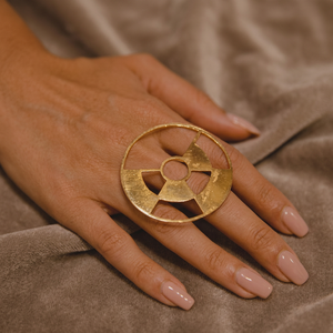 Vintage Style Brass Alloy Gold-Plated <b>Ring</b> Plain Inlay Geometric Design Trendy Daily Wear Children Gift - Product Image 2