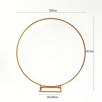 Arche de mariage circulaire en métal doré 2m, support de toile de fond floral réglable et durable pour décoration d'événements, fêtes d'anniversaire et arche de jardin