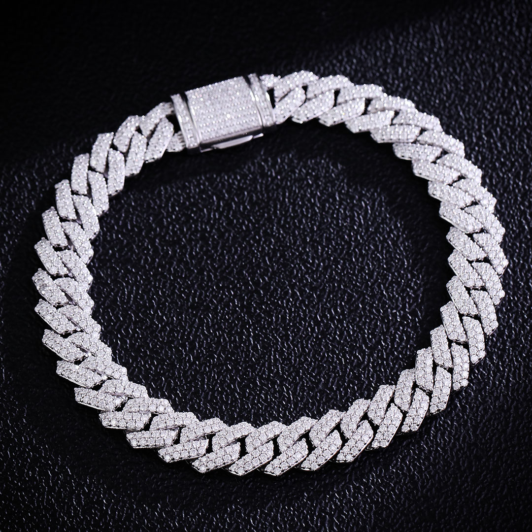 8mm silver  moissanite 1 row stones-C17997