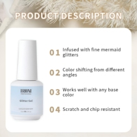 Gel pailleté sirène à marque privée, 8 couleurs, effet caméléon réfléchissant, très bonne qualité, 15 ml, pour fournitures d'art des ongles, vente en gros pour salons