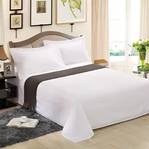 Bestseller Überlegene Qualität Neuestes Design Hotel Baumwolle Bettlaken Weiß Hotel Bettlaken