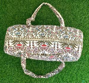 Wholesale Custom Logo Indian Hand Block Print Cotton Duffle Bag Eco-Friendly Quilted Travel Weekend <b>Holdall</b> Duffle Bags - Product Image 3
