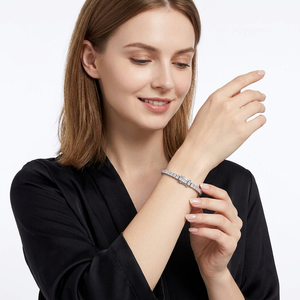 Pulsera de Diamantes Cultivados en Laboratorio con Corte Princesa de Lujo, 8.28 Ct, 7 Pulgadas, Chapada en Oro Blanco, Certificada por IGI, Oro de 14k, Estilo Hiphop - Product Image 5