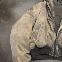 Blouson Bomber Zippé Court et Ample pour Homme avec Capuche, Style Vintage Délavé à l'Acide, Fabrication Personnalisée TOPSHOW
