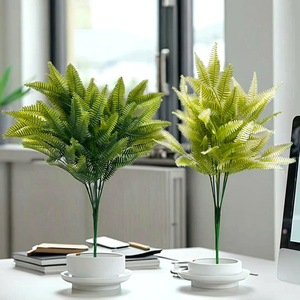 2 Styles Herbe Perse Verte Plante Artificielle Bouquet en Plastique Décoration de Table Plante de Haute Qualité avec Feuilles Réalistes - Product Image 3