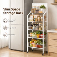 Meerlaags verrijdbaar opbergrek met scheidingswanden, rollende pantry-organizer voor keuken, snacks, dranken, boodschappen, display, thuisgebruik