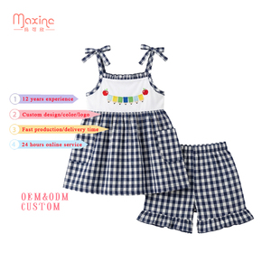 Nueva Colección de Ropa Infantil para Regreso a Clases, Conjuntos de Algodón con Bordado para Niñas, Trajes de Verano - Product Image 1