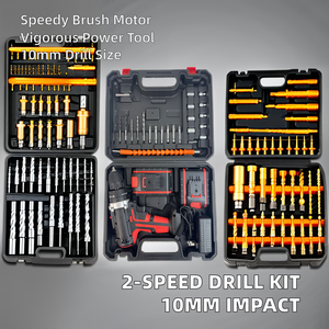 Taladro eléctrico de litio de alta potencia de 10 mm y dos velocidades, juego de herramientas de destornillador de impacto para el hogar, taladro eléctrico OEM - Product Image 5