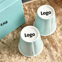 Tasse à café en porcelaine de 280 ml réutilisable, imitation papier, en porcelaine fine, vente en gros  Autocollant temporaire personnalisé, compatible lave-vaisselle