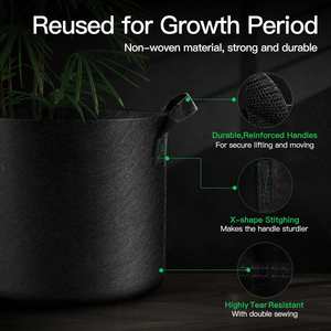 Sacs de culture personnalisables pour champignons, pots en tissu non tissé pour semis, sacs de culture pour pommes de terre avec poignées - Product Image 3