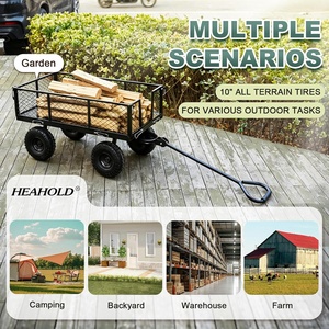880lb Schwerlast-Gartenwagen aus Stahl mit 10-Zoll-Vollgummireifen, 180° drehbarem Griff und abnehmbaren Seitenwänden – Geländegängig - Product Image 6