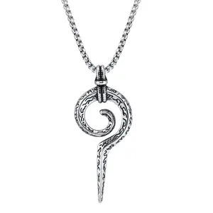 Vintage snake pendant necklace mayan rune necklace for women men