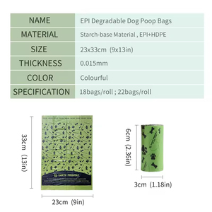 Yeni Büyük Kalın Pembe Çevre Dostu Kompostlanabilir Mısır Nişastası Biyobozunur Dışkı Atık Çöp Poşetleri Evcil Hayvan Köpek Dışkısı Poşeti - Product Image 4