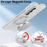 Étui de téléphone antichoc pliable à double charnière avec anneau magnétique rotatif à 360° transparent mat de qualité supérieure pour Samsung Galaxy Z Fold 8 Ultra