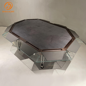 Table de <span class=keywords><strong>poker</strong></span> et de baccarat Texas moderne de luxe en verre cristal pour 8/10 joueurs avec pieds en acier inoxydable pour le divertissement et les jeux - Product Image 3