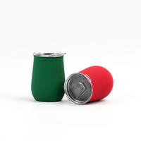 Gobelet isotherme en acier inoxydable de 17 oz en forme d'œuf, durable, avec revêtement poudré, à paroi simple, avec couvercle