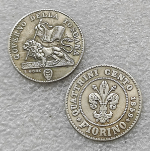 Moneda de 1 Fiorino - <span class=keywords><strong>Leopoldo</strong></span> II de Toscana (estado italiano) de 1859, estilo antiguo, monedas conmemorativas, regalos, decoración del hogar - Product Image 1