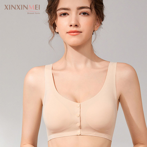 Soutien-gorge de mastectomie respirant certifié CE à boutons avant OEM/ODM pour femmes, avec coussinets amovibles, sans armatures, pour utilisation <span class=keywords><strong>post</strong></span>-<span class=keywords><strong>opératoire</strong></span>, prothétique - Product Image 1