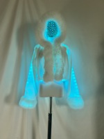 Manteau court à capuche en fausse fourrure lumineuse LED, veste courte moelleuse et duveteuse pour femme, idéale pour les soirées rave et festivals