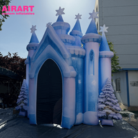 Château gonflable tunnel sur le thème de la neige de 6 m de haut pour fête d'anniversaire, festival en plein air, arche de château gonflable