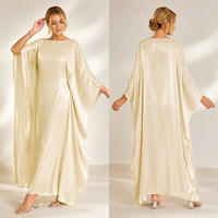 Robe Abaya de Soirée Longue Ample en Satin Brillant de Luxe 2026 pour Femme, Manches Chauve-Souris, Idéale pour les Fêtes en Australie