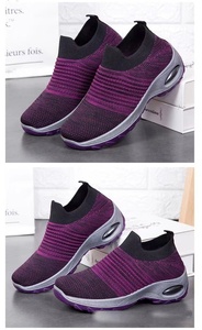 Chaussures de travail pour femmes avec coussin d'air pour augmenter la taille, antidérapantes, avec soutien de la voûte plantaire, chaussettes de sport, chaussures de marche tissées volantes pour femmes - Product Image 4