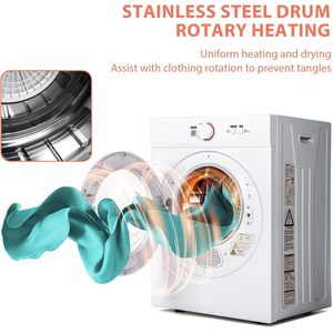 Sèche-linge compact Euhomy 1,8 pi³ portable avec revêtement en acier inoxydable blanc - Product Image 3