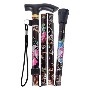 Bastón plegable <span class=keywords><strong>de</strong></span> aluminio con mango con diseño <span class=keywords><strong>de</strong></span> flores moradas para <span class=keywords><strong>mujer</strong></span>, para caminar. - Product Image 2