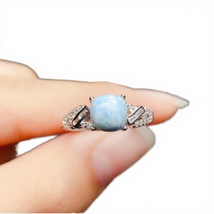 New Arrivals Yaeno Fine Jewelry Larimar Stone Rhodium Plated <b>Silver</b> 925 <b>Cross</b> <b>Ring</b> for Women-Wedding Engagement Daily Gift - Product Image 3